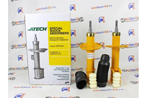 Амортизаторы масляные передней подвески Лада Ларгус, Рено Логан-1 ATECH SPECIAL-OIL с отбойниками и пыльниками