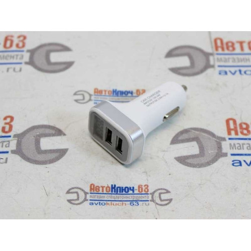 Автомобильное зарядное устройство USB на 2 разъема с цифровым вольтметром